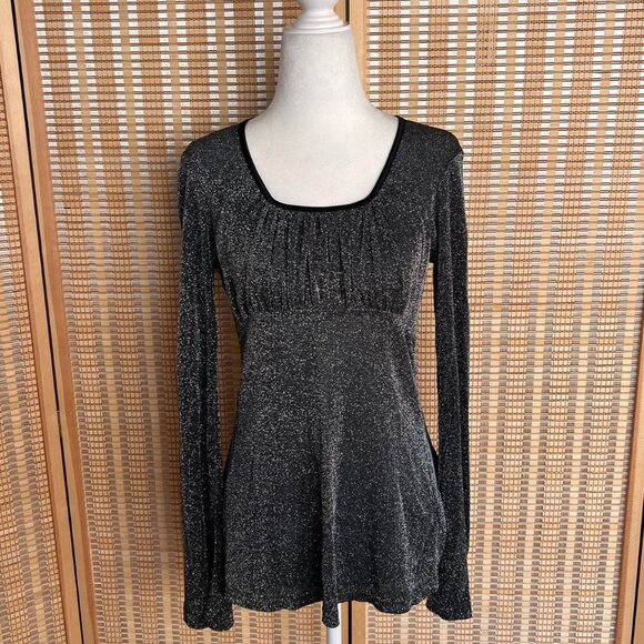 Vintage Accomplice Y2K black and silver babydoll long sleeve - Picture 1 of 4